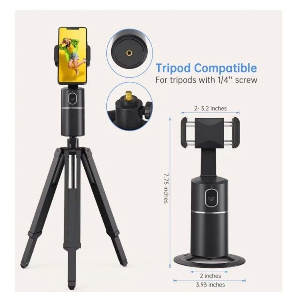 Auto Face Tracking Tripod, 360° Rotation AI Smart Tracking Phone Holder, No App - Picture 7 of 9